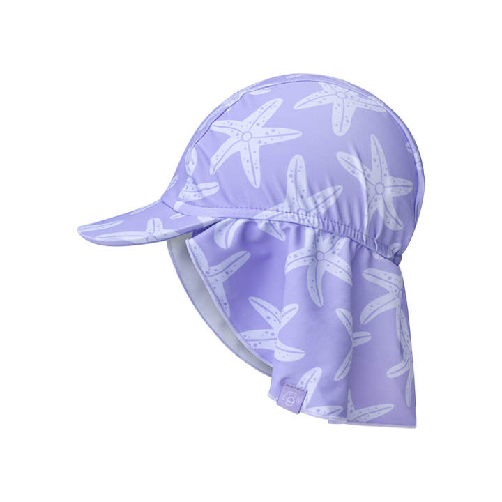 Swim Essentials UV Zonnepet met klep Lila Zeesterren - 0-1 jaar