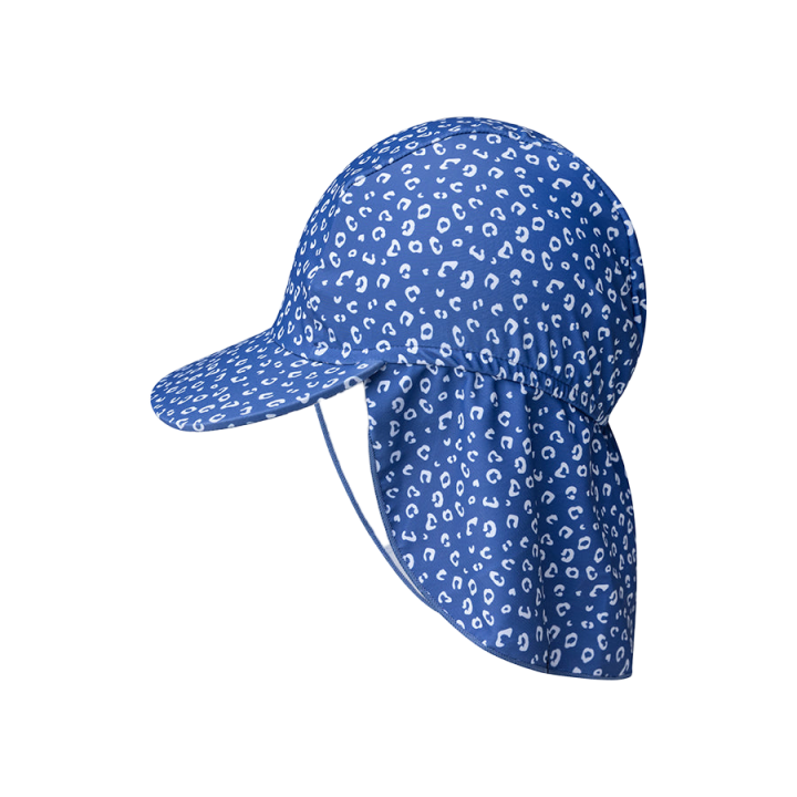 Swim Essentials UV Zonnepet met klep Blauw Panterprint - 0-1 jaar