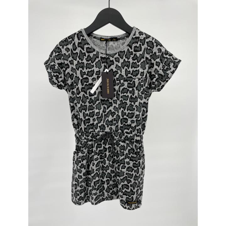 Jurk Grijs Panter Print - 122 - Nieuw
