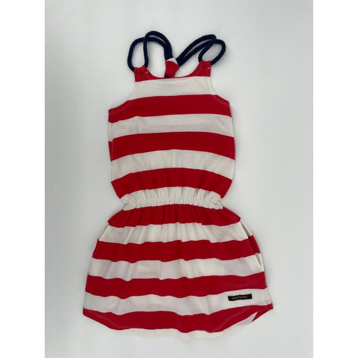 Jurk Mouwloos Rood Wit Gestreept Maat 122