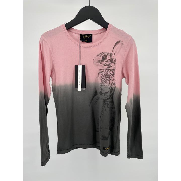 Longsleeve Roze Grijs Konijn Maat 134