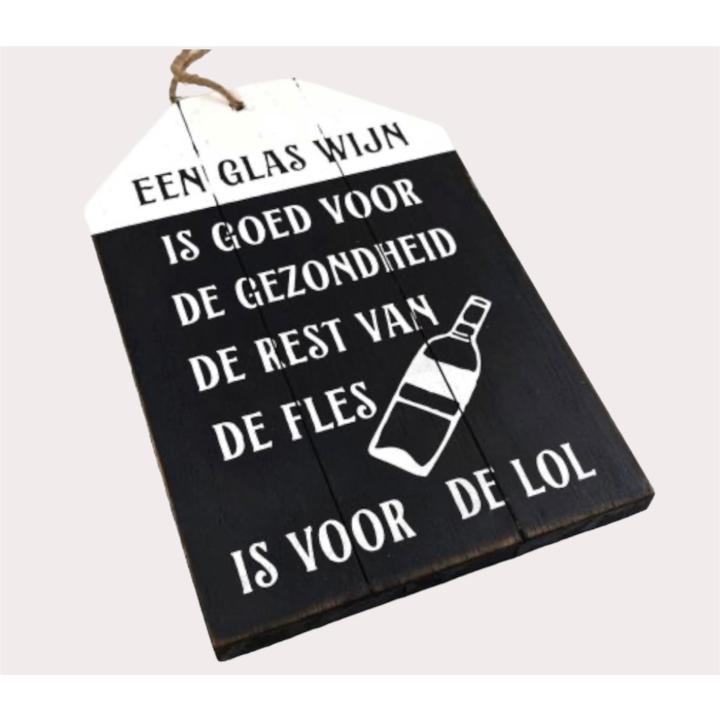Woodart WandbordGlas Wijn Black Wash 30x19