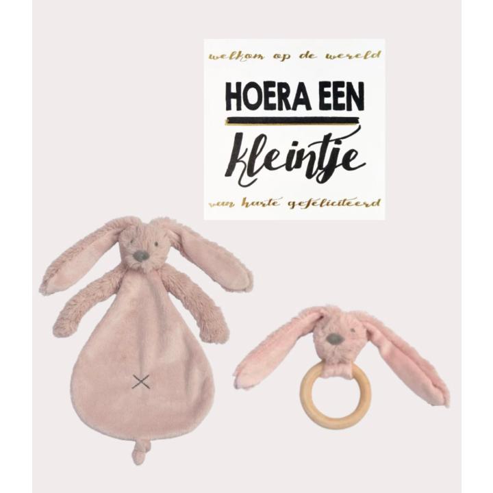 Happy Horse Konijn Richie Cadeauset Oud Roze Bijtring + Knuffeldoekje