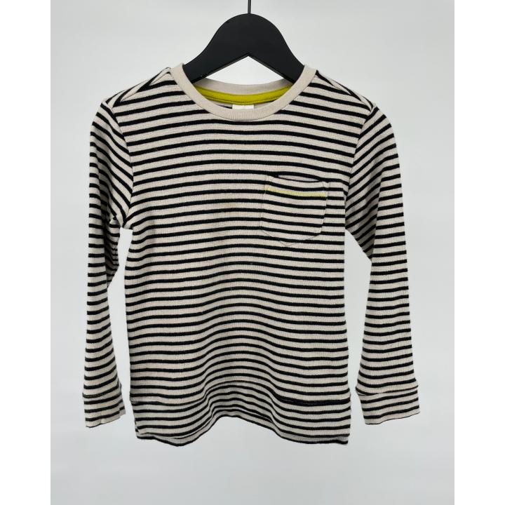 Longsleeve Beige Zwart Gestreept Maat 110 / 116