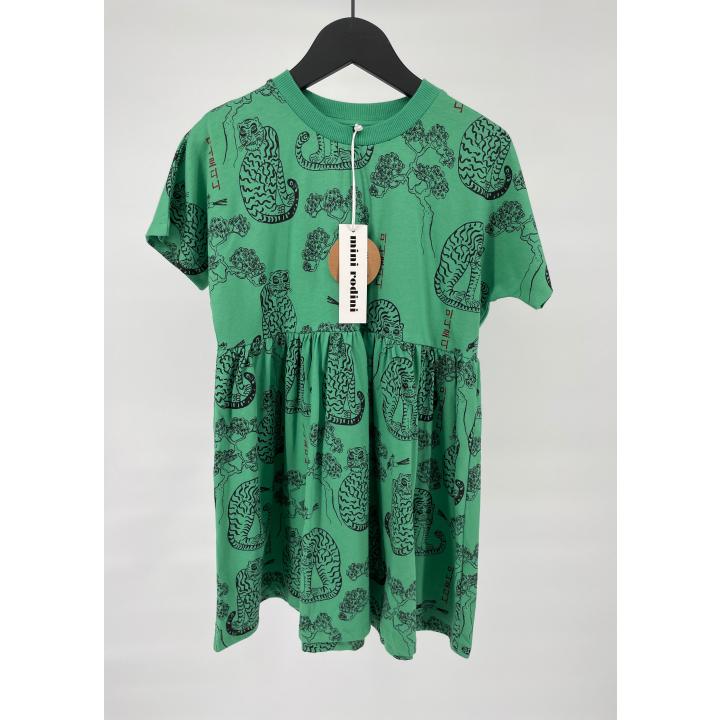 Jurk Korte Mouw Groen Tijger Print - 104 / 110 - Nieuw