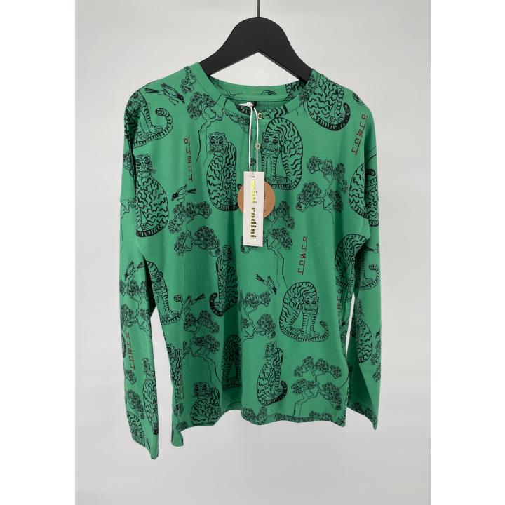 Mini Rodini Longsleeve Groen Tijger Print Maat 140 / 146
