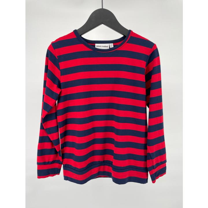 Longsleeve Rood Blauw Strepen Maat 128 / 134