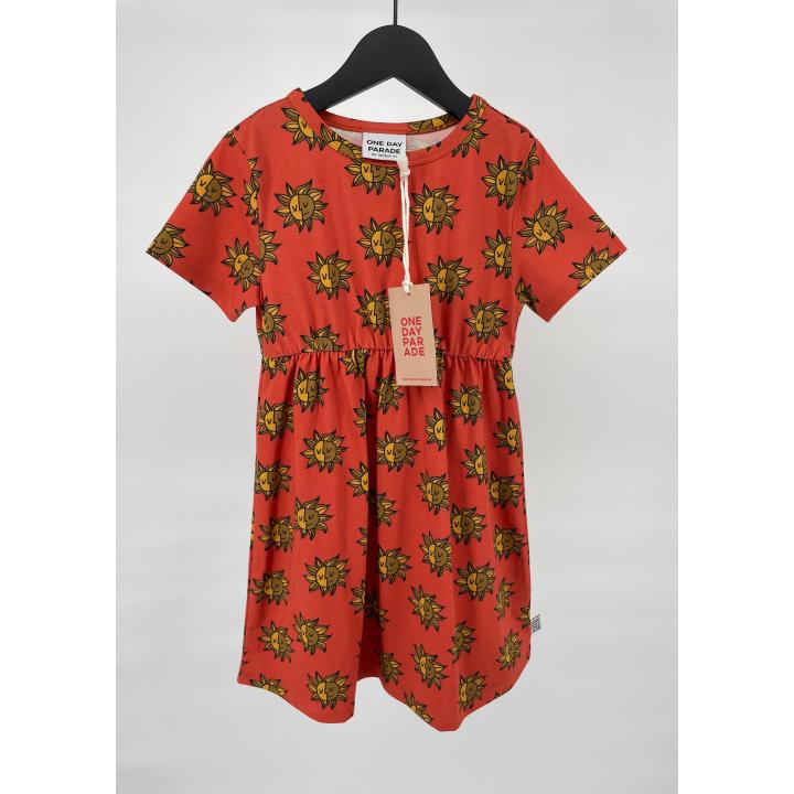 Jurk Rood Zonnetjes Print - 110 / 116 - Nieuw