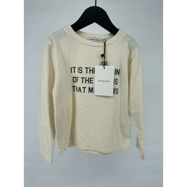 Longsleeve Beige met Tekst Maat 104