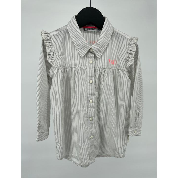Blouse Jurk Beige met Streepjes Roesjes Maat 86