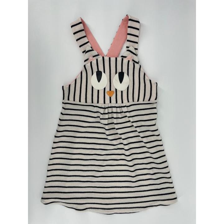 Jurk Beige Zwart Gestreept Kat Maat 116