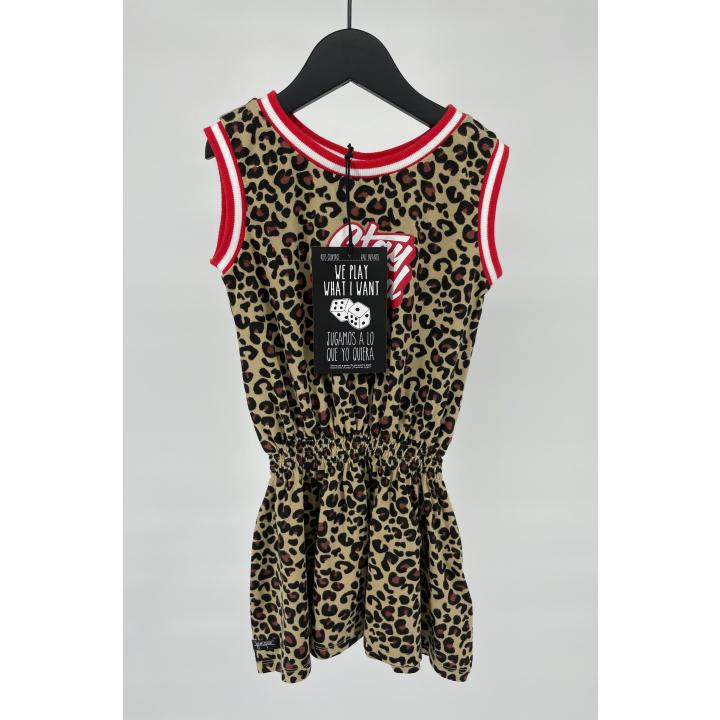 Jurk Bruin Mouwloos Luipaard Print Stay Wild Maat 110