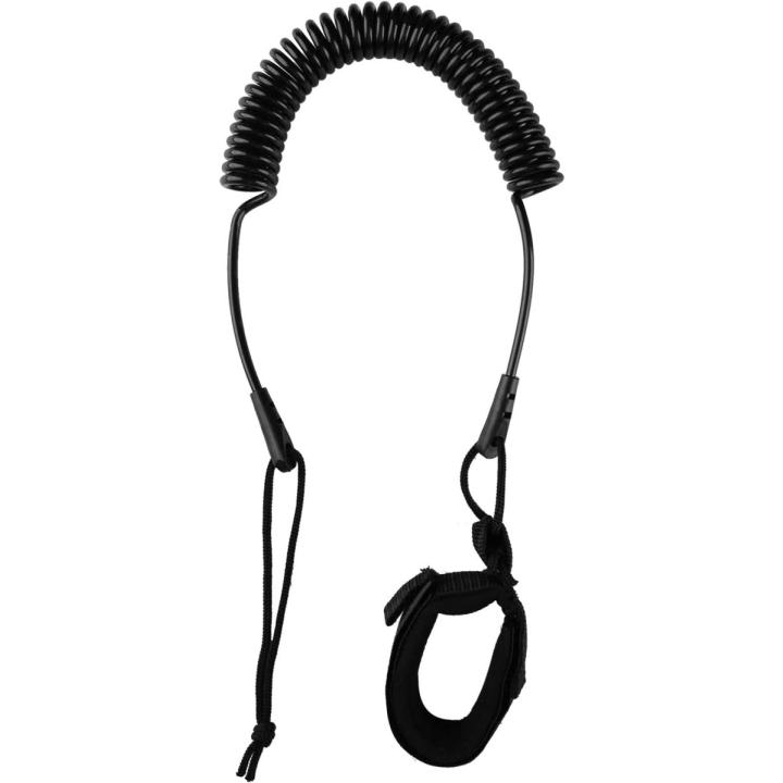 Coiled SUP leash: de veiligste manier om te genieten van het water - Zwart