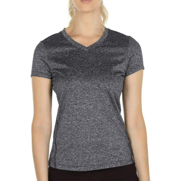 Ervaar optimaal comfort en stijl met ons dames sportshirt met V-hals - S - donkergrijs