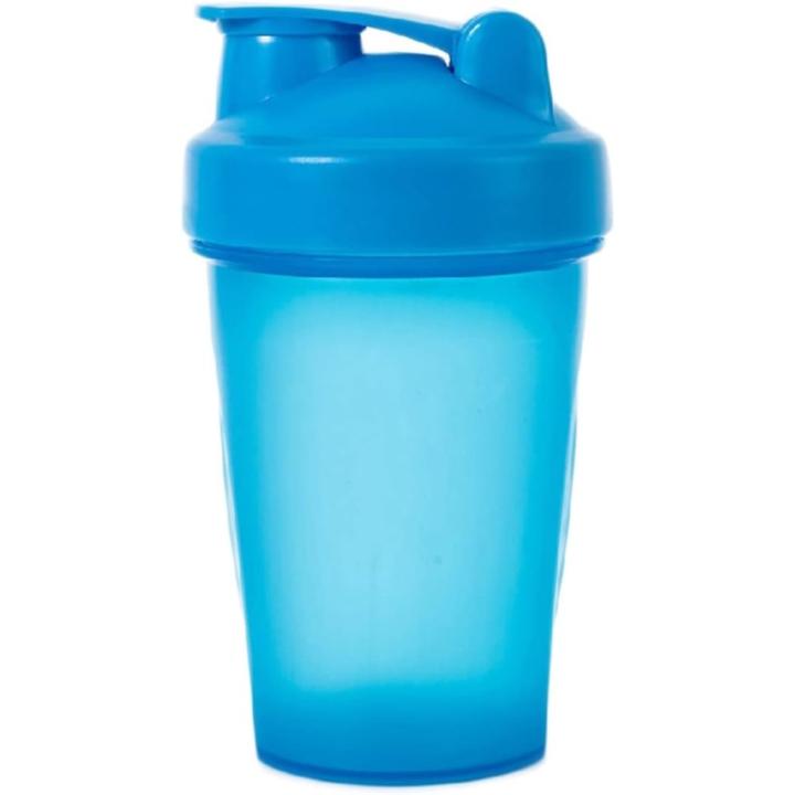 Eiwitshakerfles 400 ml met mixerbal, lekvrij, veilig drinken, flip-cap, 14 oz schudbeker waterfles voor poederschudder, sportschool, sportsupplement fitness workout (groen) - Blauw