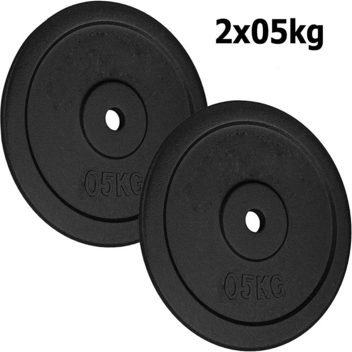 Gietijzeren halterschijven: de perfecte aanvulling voor je homegym of sportschool - 2 x 0.5kg