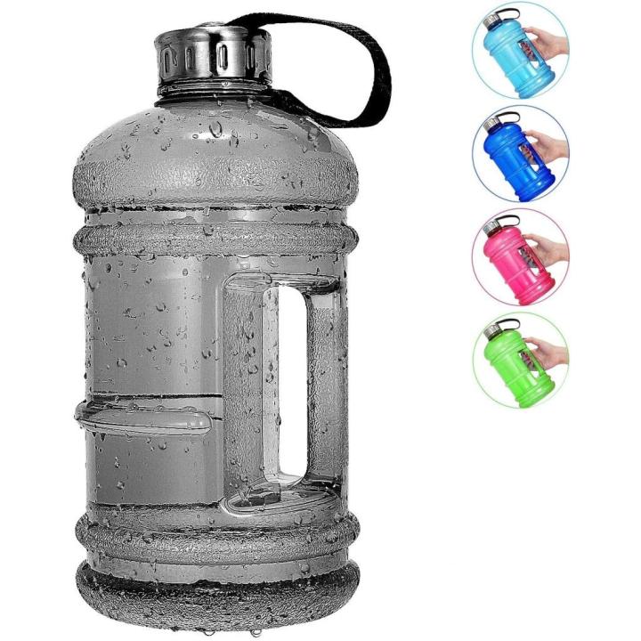 Grote waterfles, 2,2 l, 2,2 l, 75 oz grote lekvrije sportkan met handvat, enorme BPA-vrije PETG-plastic drinkfles met brede mond voor fitness, sportschool, fietsen, reizen, outdoor waterkan