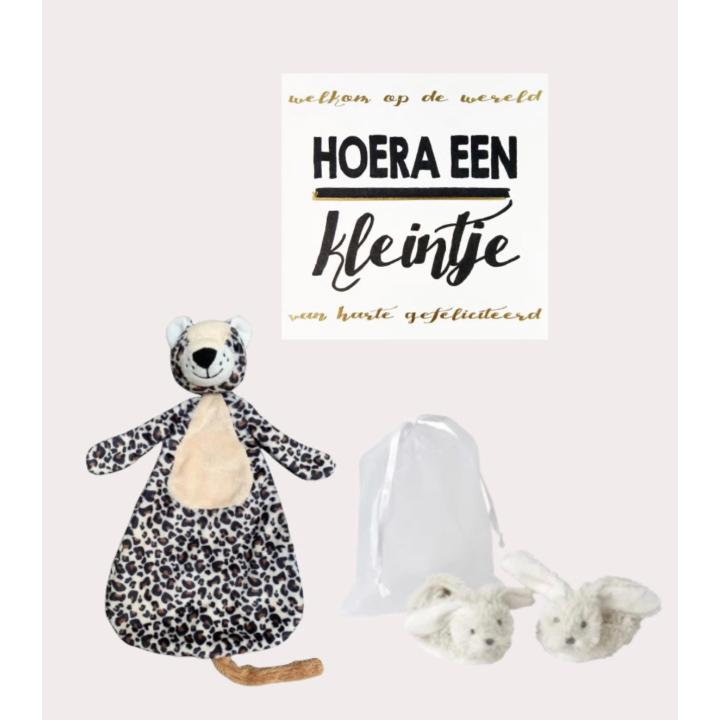 Happy Horse X Leopard Lou Cadeauset Wit Slofjes + Knuffeldoekje