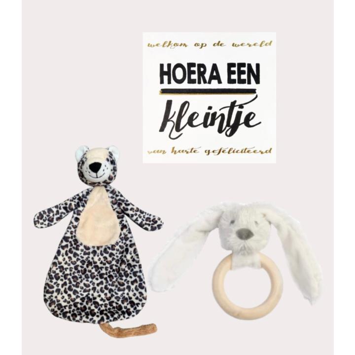 Happy Horse X Leopard Lou Cadeauset Wit Bijtring + Knuffeldoekje