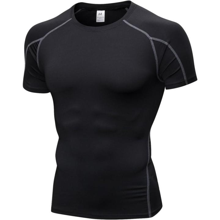 Verbeter je prestaties met dit ademende compressieshirt voor heren - M - Zwart Grijs