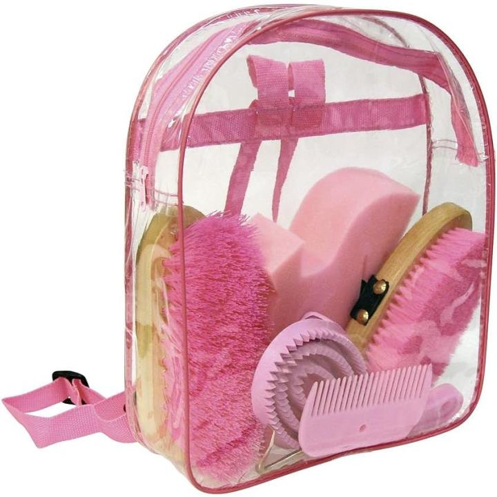 Ontdek de perfecte roze transparante rugzak voor kinderen met onze paardenpoetsset!