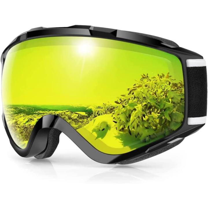 Skibril met UV-bescherming en anti-mist coating – Helder zicht voor elke wintersport - Geel / Zwart (VLT 21%) - A1 CP