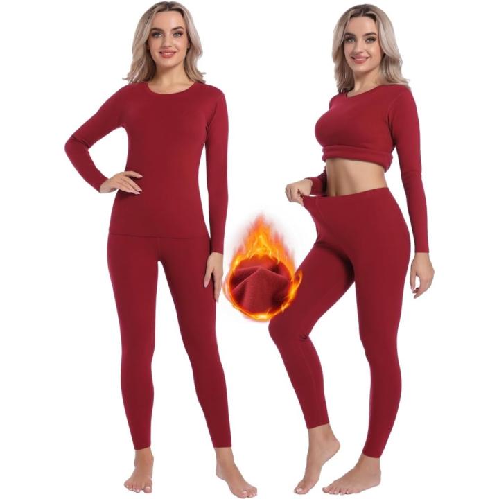Blijf warm en comfortabel met onze thermo-ondergoed set voor dames - XS - Nieuwjaar donkerrood