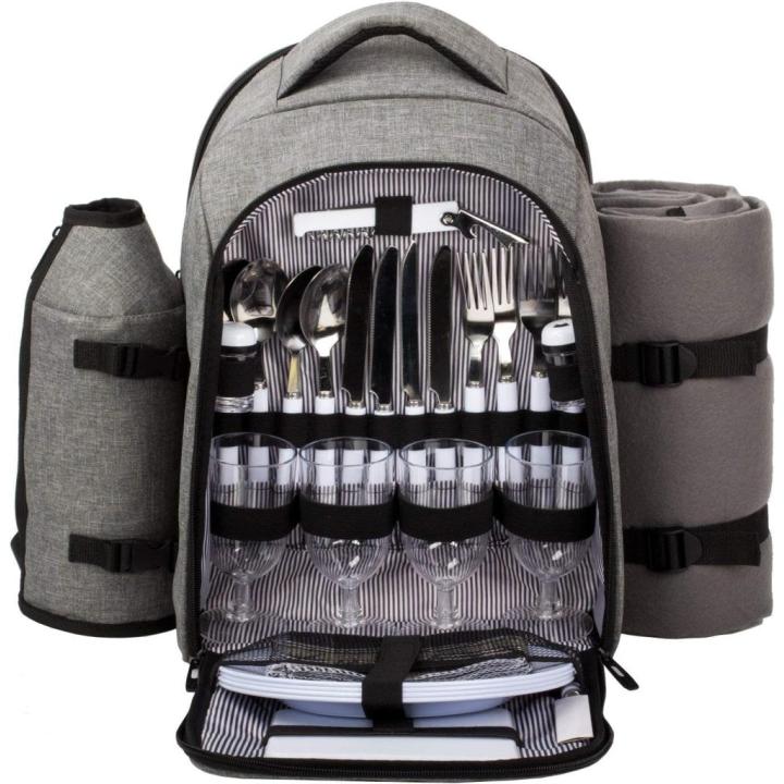 Picknickrugzak voor 4 personen voor de ultieme picknickplezier - Grijs