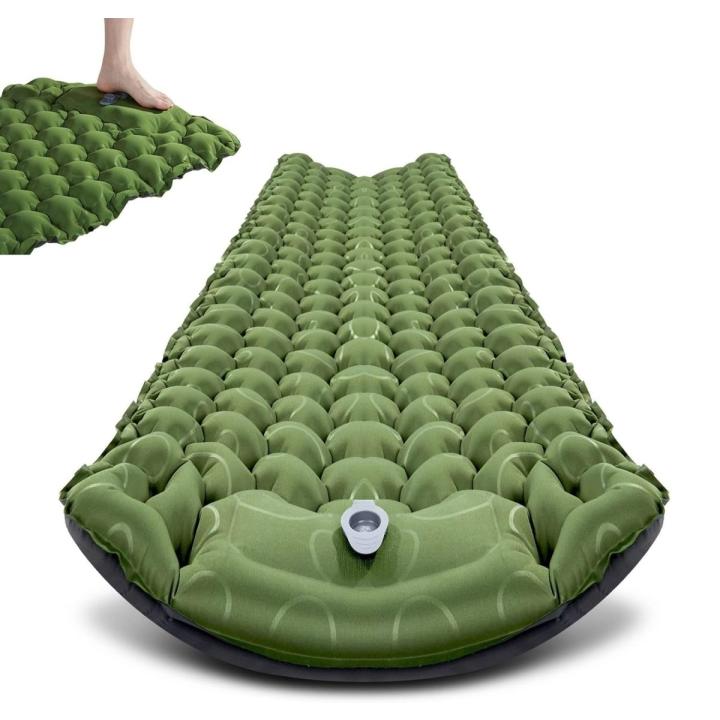 Zelfopblaasbare slaapmat: geniet van een comfortabele nachtrust tijdens je buitenavonturen - 8cm groen-grijs