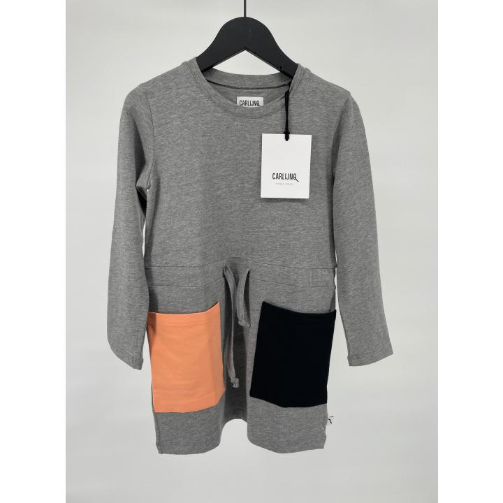 Jurk Grijs Roze Zwart Maat 122 / 128
