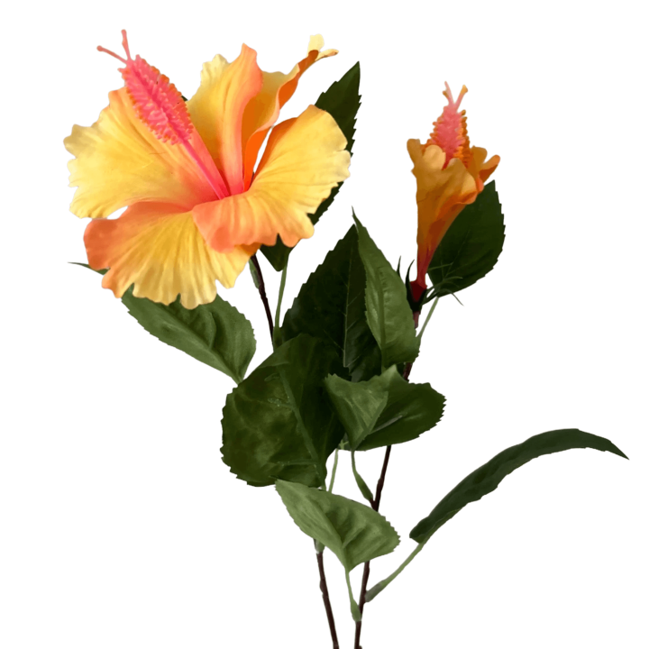 Zijden bloem Hibiscus geel/oranje