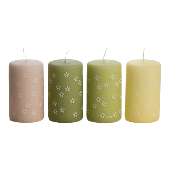 Kaarsen flowers spring per 4 stuks