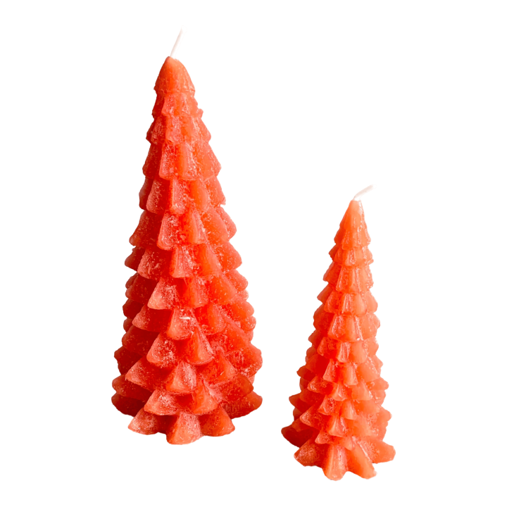 Kerstboomkaars oranje in twee maten - klein