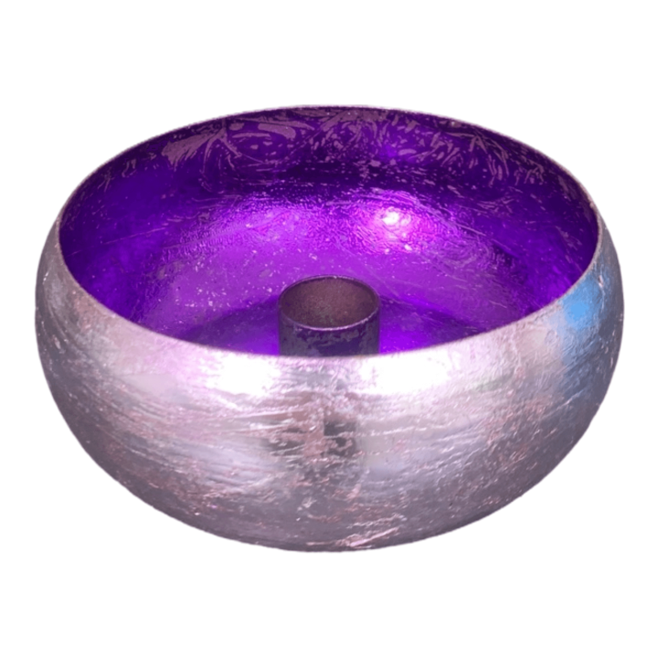 Kandelaar Cosmo  zilver/paars in 2 maten - groot Ø 15cm