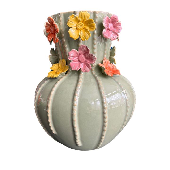Flower pistache groen vaas - 27cm hoog