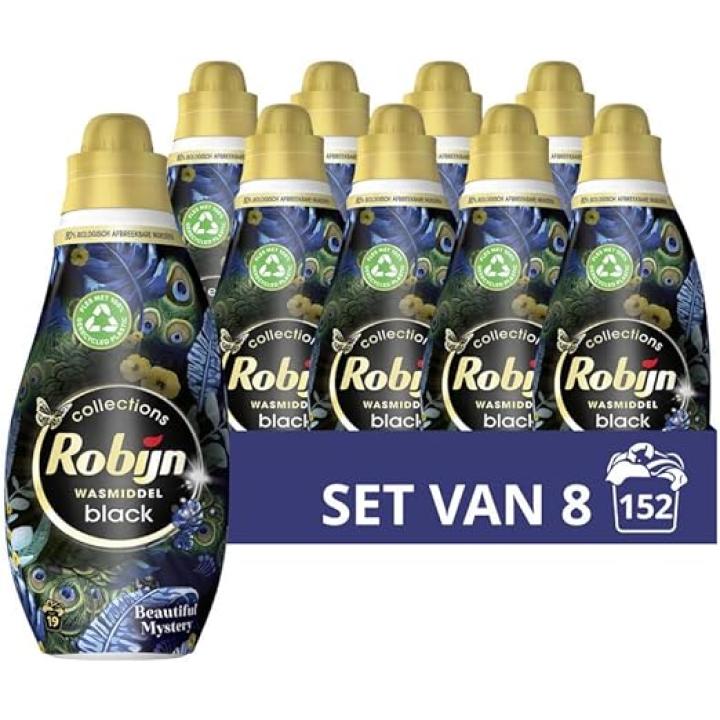Robijn Klein & Krachtig Collections Black Beautiful Mystery Vloeibaar Wasmiddel - 8 x 19 wasbeurten - Voordeelverpakkin