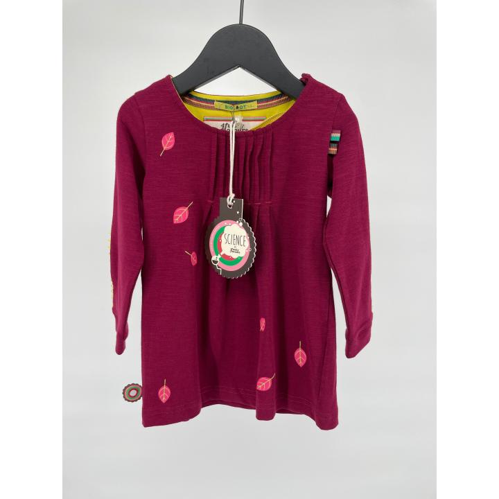 Jurk Bordeaux Rood Blaadjes Maat 74 / 80