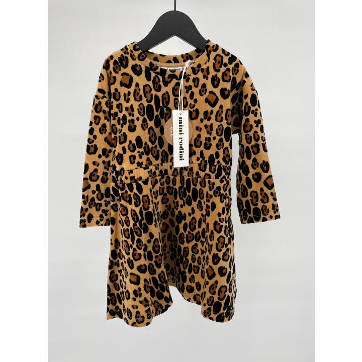 Jurk Bruin Velours Luipaard Maat 92 / 98