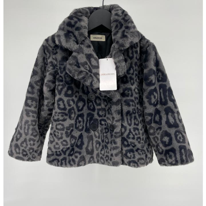 Jas Grijs Luipaard Faux Fur Maat 110