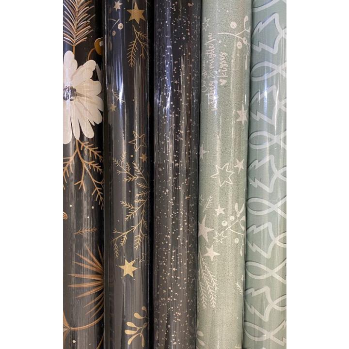 Collectiv Warehouse - dubbelzijdig - kerstpapier - inpakpapier 5 rollen 300 x 50 cm