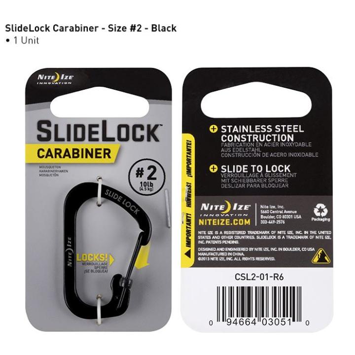Carabiner #6 Slidelock Black