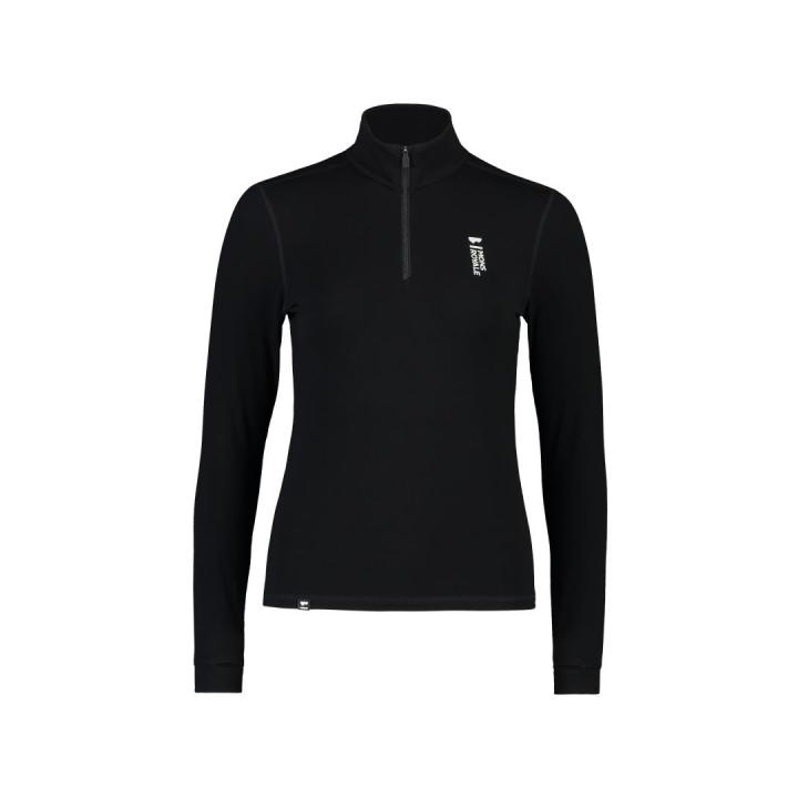 Cascade Merino Base Layer 1/4 Zip Longsleeve T-Shirt Dames Black L