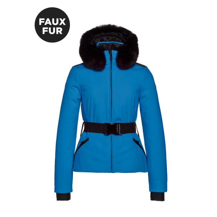 Hida Faux Border Dames Wintersportjas Electric Blue 38