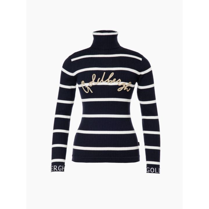 Mimi Long Sleeve Knit Pully Dames Breton Stripe Blue/Cream M