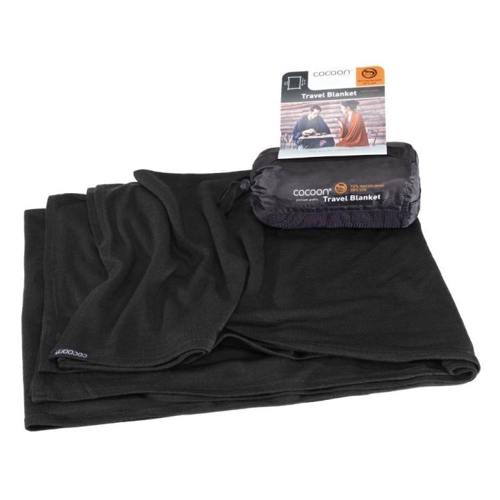 Travel Blanket Merino Wool/Silk Deken Black