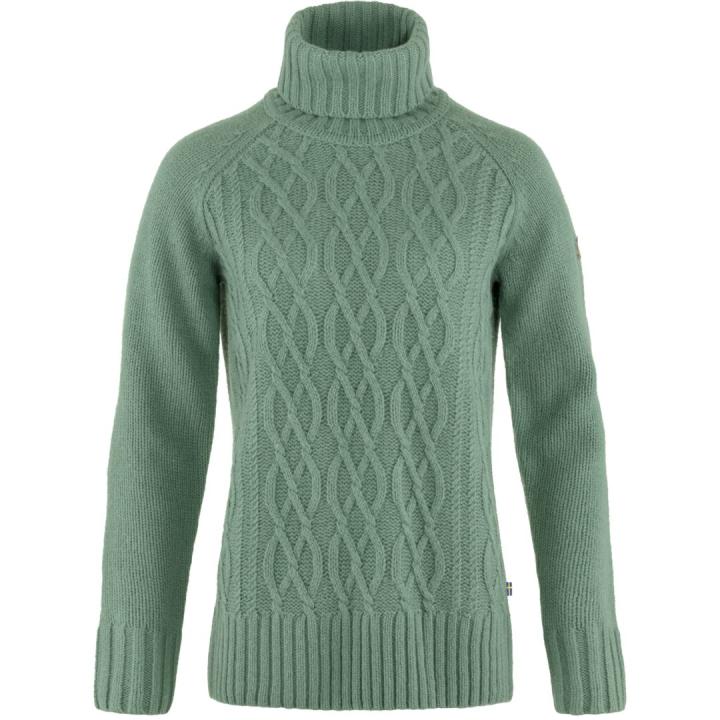 Övik Cable Knit Roller Neck Dames Trui Patina Green M