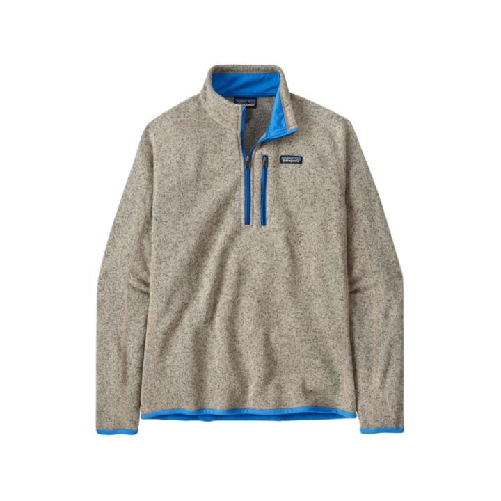 Better Sweater 1/4 Zip Fleece Heren Oar Tan w/Vessel Blue S
