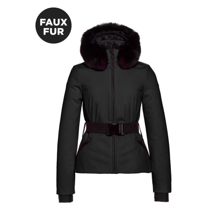 Hida Faux Border Dames Wintersportjas Black 42