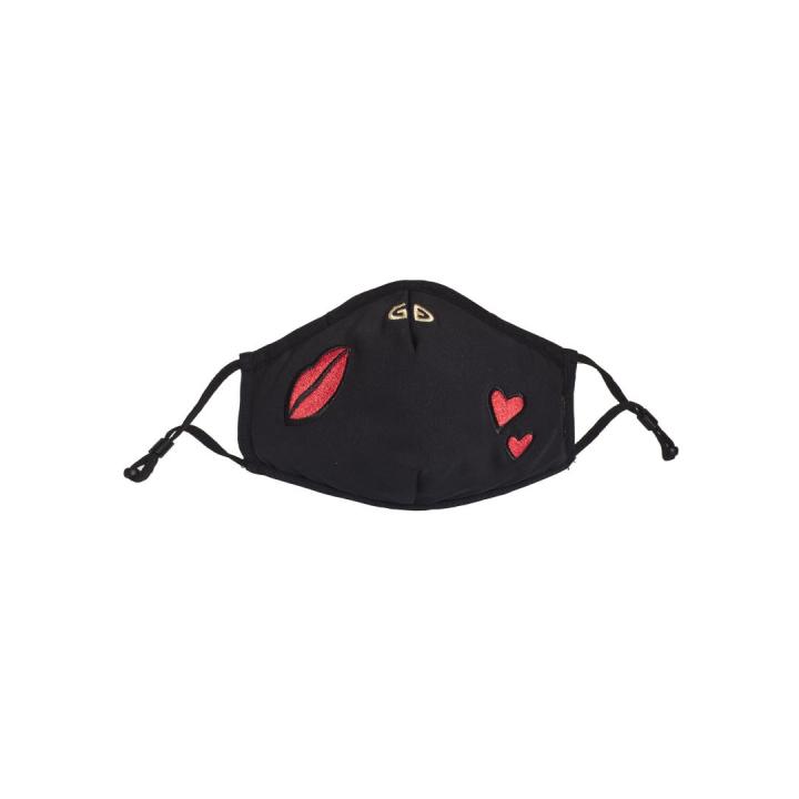 Loes Dames Mondmasker Black With Hearts