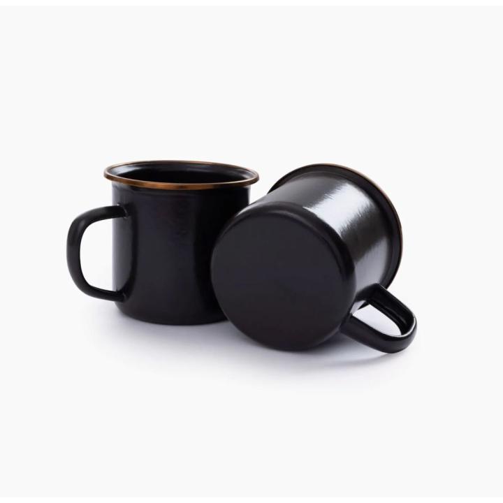 Cup/Enamel/Set 2 Pcs Charcoal